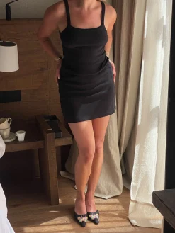 Store Djerf Avenue Daily Tank Dress Ribbed Black