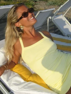 Online Djerf Avenue Daily Tank Dress Ribbed Baby Yellow