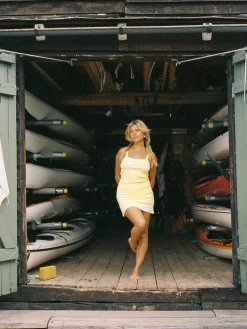 Online Djerf Avenue Daily Tank Dress Ribbed Baby Yellow