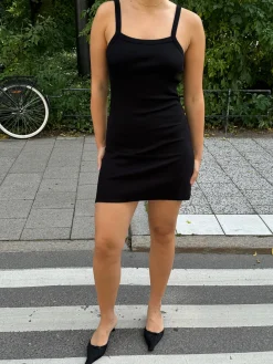 Store Djerf Avenue Daily Tank Dress Ribbed Black