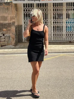 Store Djerf Avenue Daily Tank Dress Ribbed Black