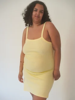 Online Djerf Avenue Daily Tank Dress Ribbed Baby Yellow