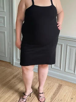 Store Djerf Avenue Daily Tank Dress Ribbed Black