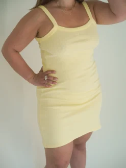 Online Djerf Avenue Daily Tank Dress Ribbed Baby Yellow