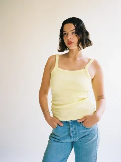 Discount Djerf Avenue Daily Tank Top Ribbed Baby Yellow