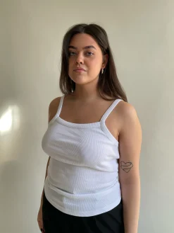 Online Djerf Avenue Daily Tank Top Ribbed White