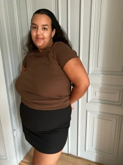 Outlet Djerf Avenue Daily T-Shirt Ribbed Cocoa