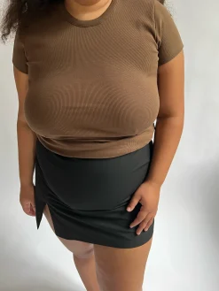 Outlet Djerf Avenue Daily T-Shirt Ribbed Cocoa