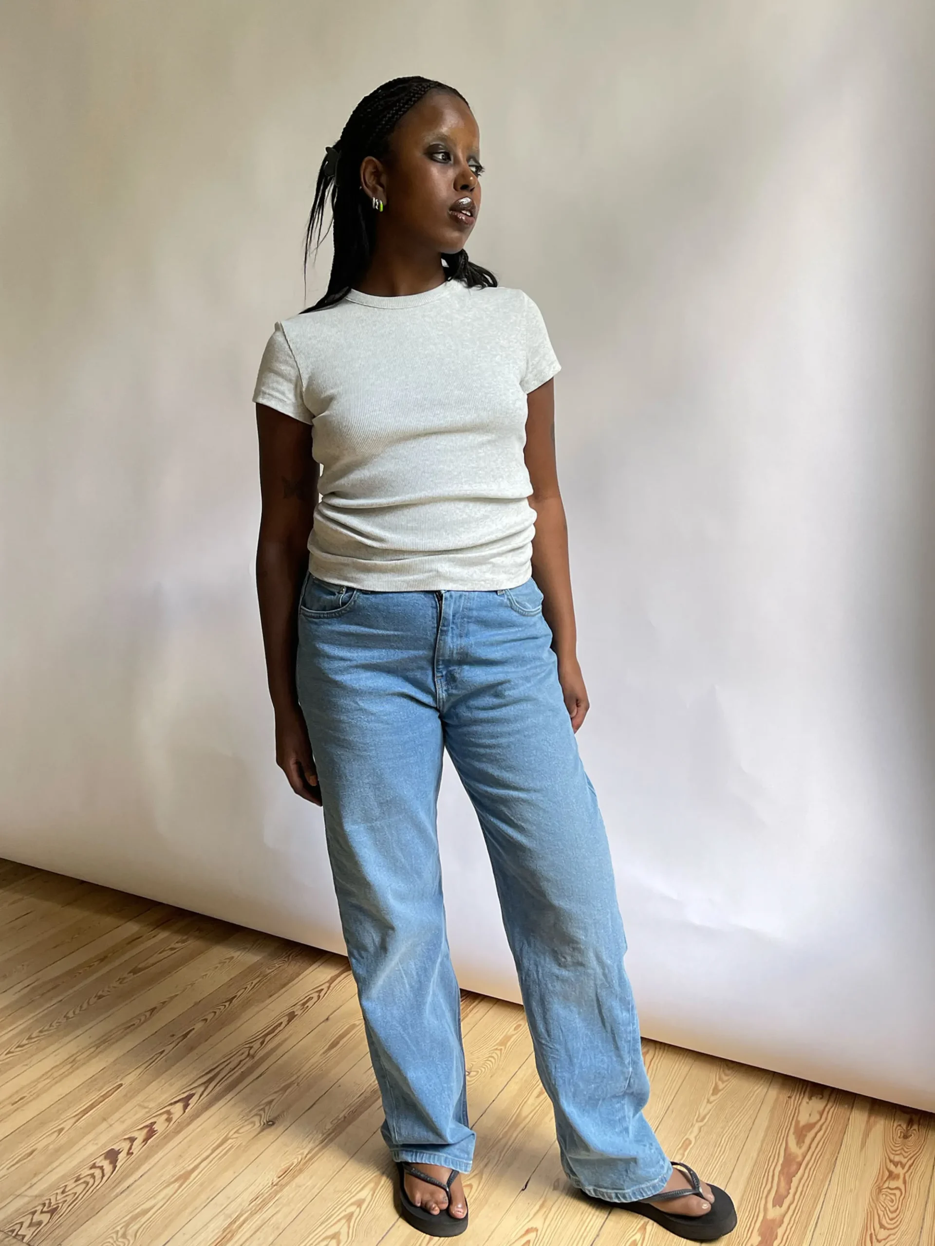 New Djerf Avenue Daily T-Shirt Ribbed Grey Melange