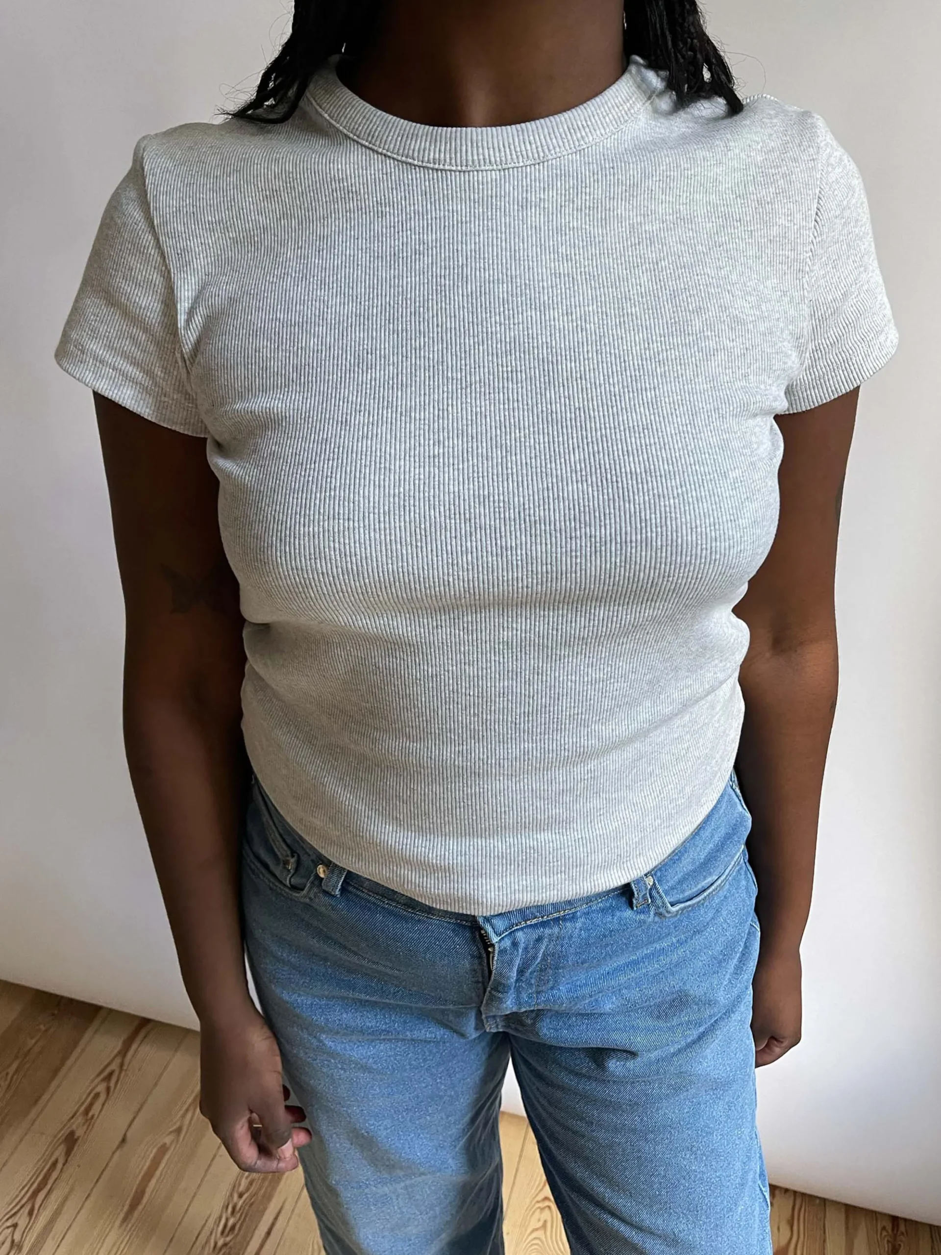 New Djerf Avenue Daily T-Shirt Ribbed Grey Melange