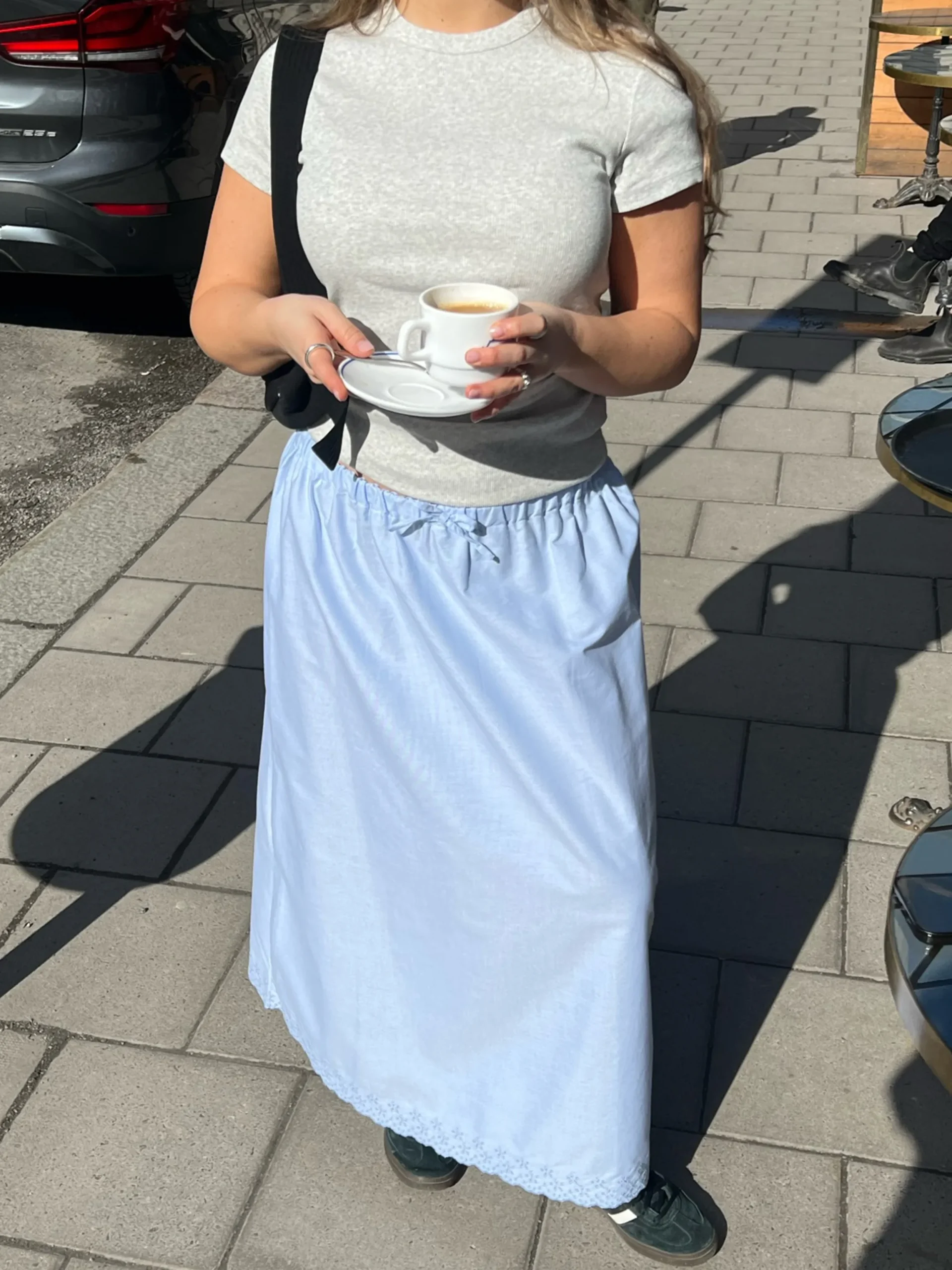 New Djerf Avenue Daily T-Shirt Ribbed Grey Melange