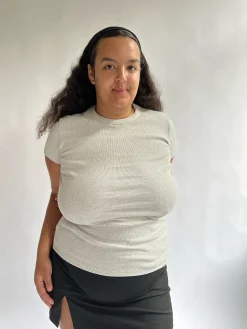 New Djerf Avenue Daily T-Shirt Ribbed Grey Melange