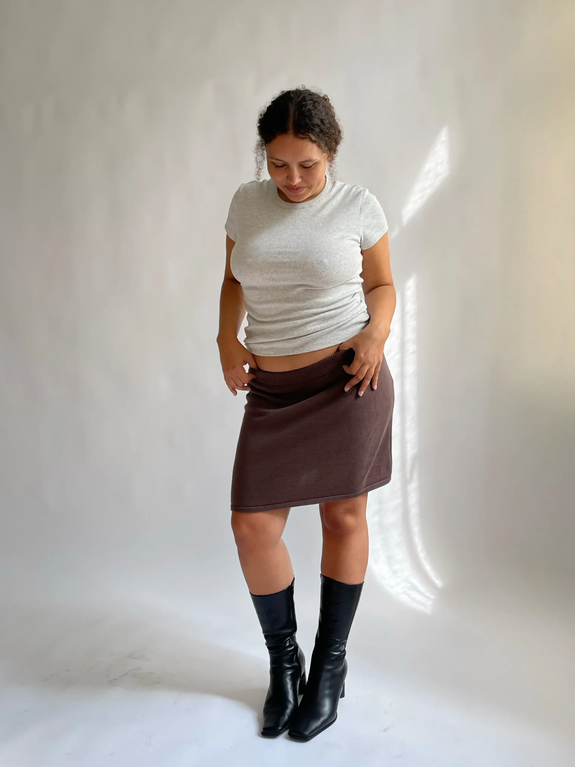 New Djerf Avenue Daily T-Shirt Ribbed Grey Melange