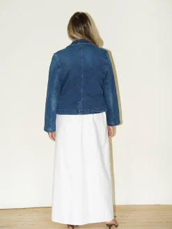 New Djerf Avenue Day-to-day Denim Blazer Dark Blue