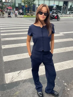 Sale Djerf Avenue Day-to-day Pants Deep Blue