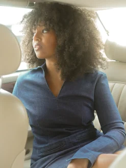 Online Djerf Avenue Denim Mini Dress Tall Midnight Blue