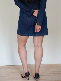 Online Djerf Avenue Denim Mini Dress Tall Midnight Blue