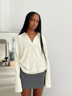 New Djerf Avenue Denim Must Have Mini Skirt Cream