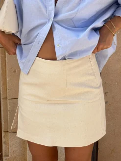 New Djerf Avenue Denim Must Have Mini Skirt Cream