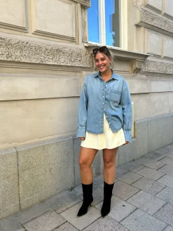 Cheap Djerf Avenue Denim Shirt Washed Blue