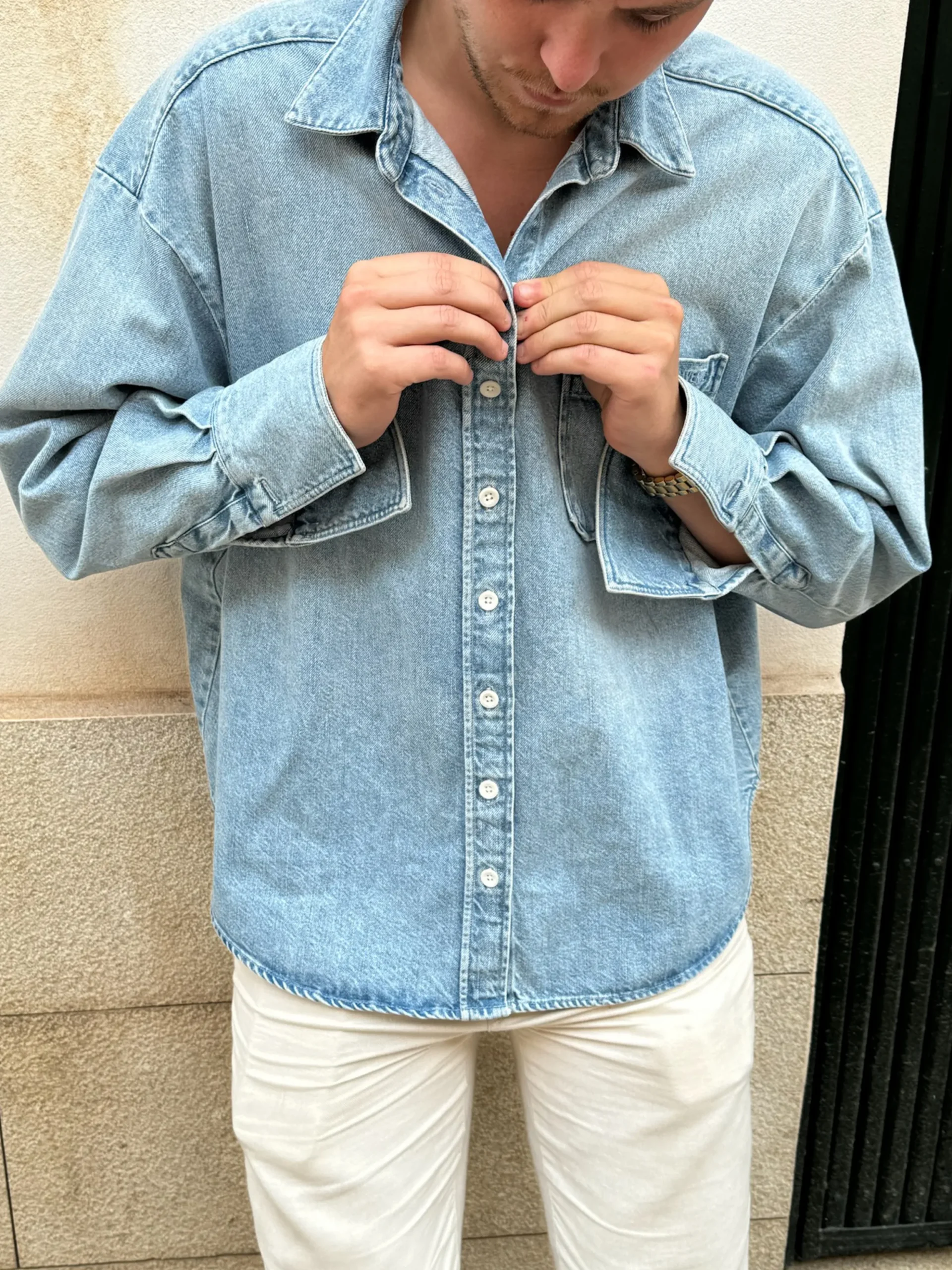 Cheap Djerf Avenue Denim Shirt Washed Blue