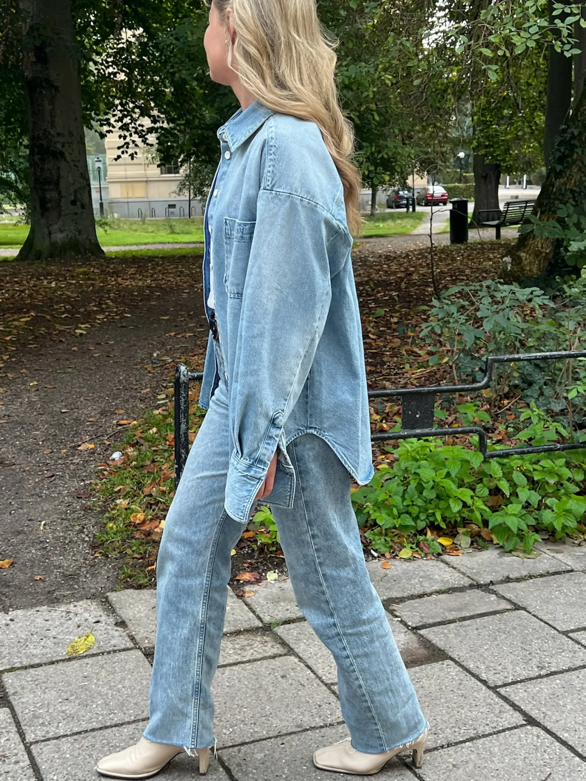 Cheap Djerf Avenue Denim Shirt Washed Blue