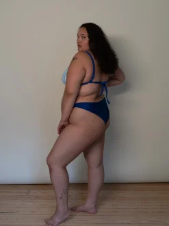 Cheap Djerf Avenue Dove Satin Bikini Bottom Deep Blue