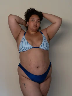 Cheap Djerf Avenue Dove Satin Bikini Bottom Deep Blue