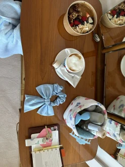 Hot Djerf Avenue Go Slow Bow Scrunchie Blue