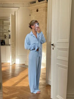 Sale Djerf Avenue Go Slow Pants Blue