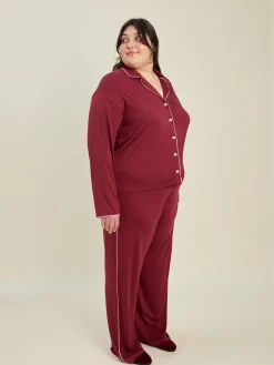 Shop Djerf Avenue Go Slow Pants Burgundy