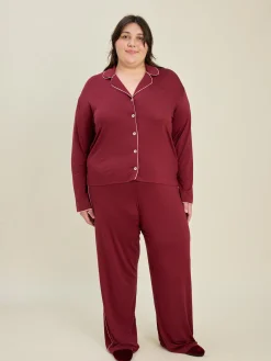 Shop Djerf Avenue Go Slow Pants Burgundy