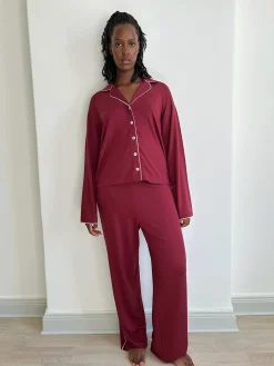 Shop Djerf Avenue Go Slow Pants Burgundy