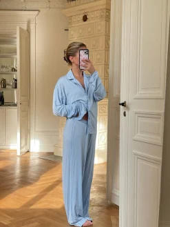 Store Djerf Avenue Go Slow PJ Shirt Blue