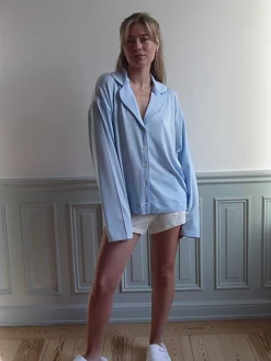 Store Djerf Avenue Go Slow PJ Shirt Blue