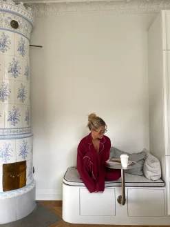 Shop Djerf Avenue Go Slow PJ Shirt Burgundy