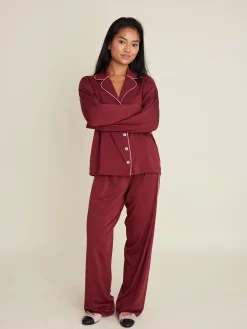 Shop Djerf Avenue Go Slow PJ Shirt Burgundy