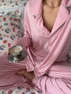 Fashion Djerf Avenue Go Slow PJ Shirt Pink