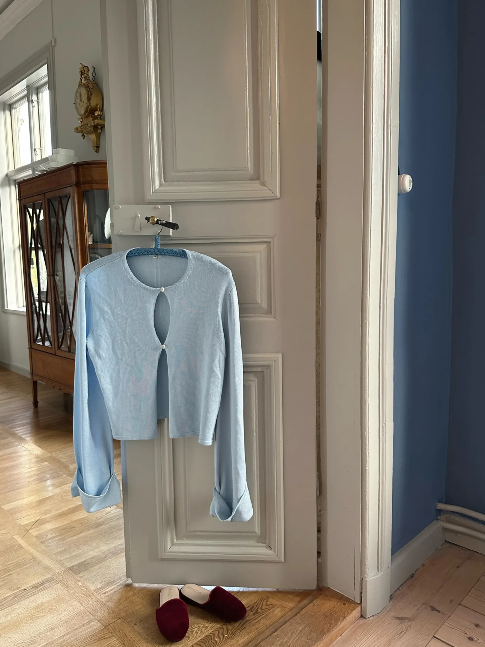 Shop Djerf Avenue Knitted Button Up Top Blue