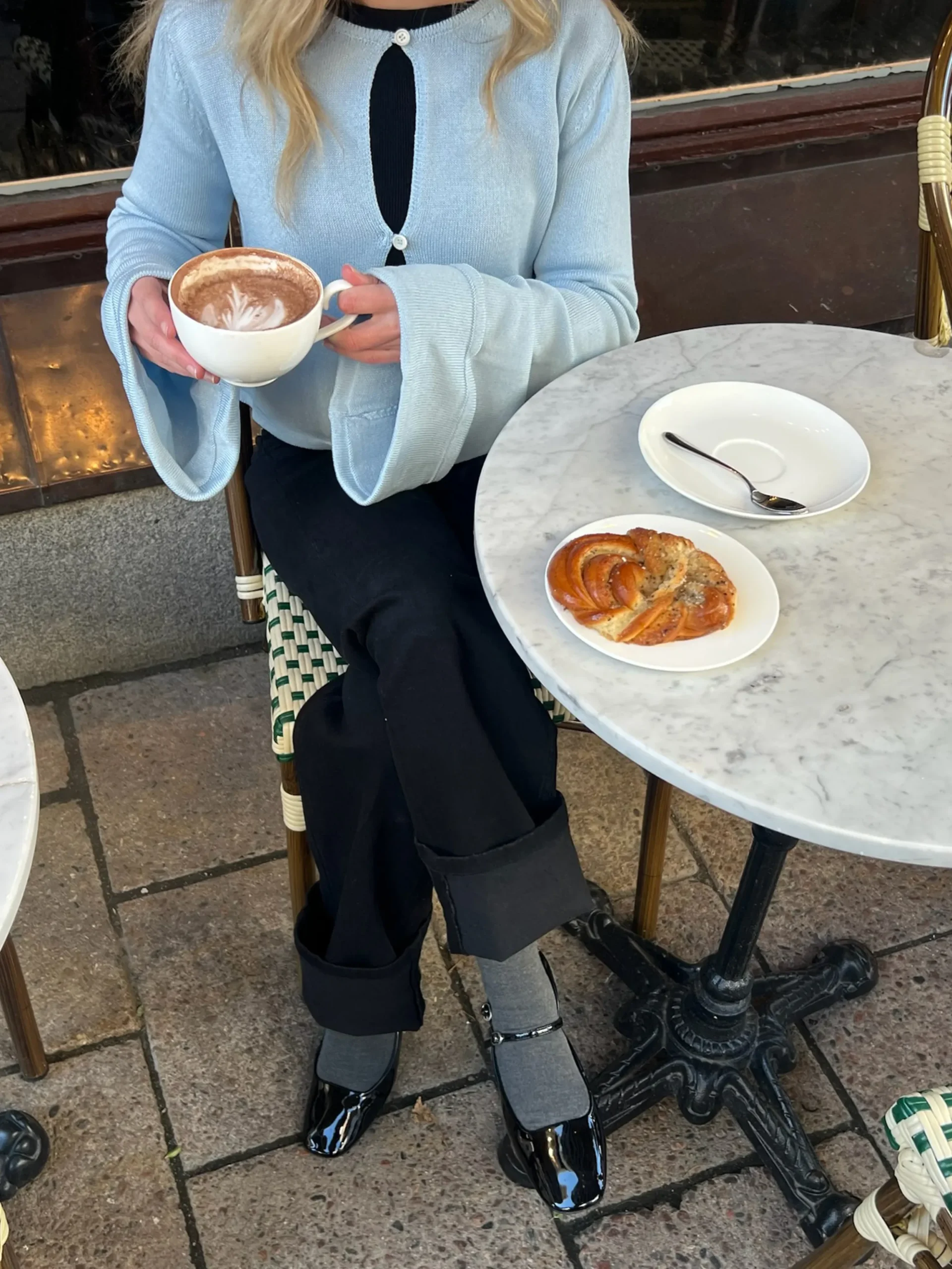 Shop Djerf Avenue Knitted Button Up Top Blue