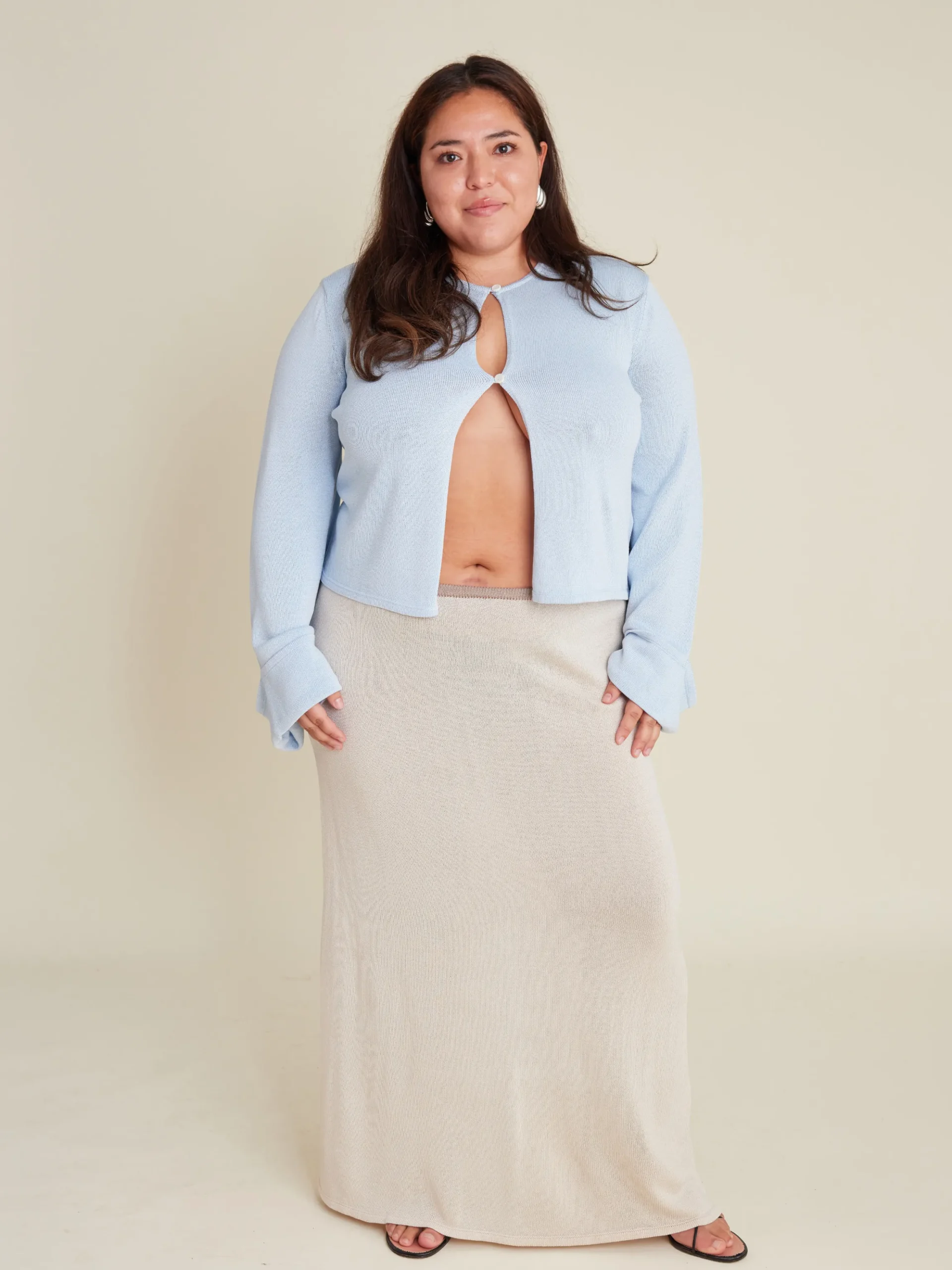 Shop Djerf Avenue Knitted Button Up Top Blue