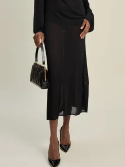 Cheap Djerf Avenue Knitted Midi Skirt Black