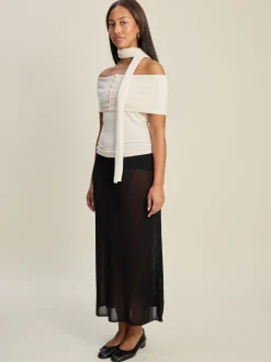 Cheap Djerf Avenue Knitted Midi Skirt Black