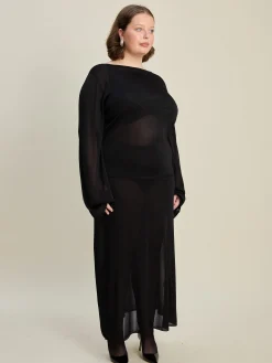 Cheap Djerf Avenue Knitted Midi Skirt Black