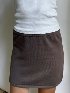 New Djerf Avenue Knitted Mini Skirt Cocoa