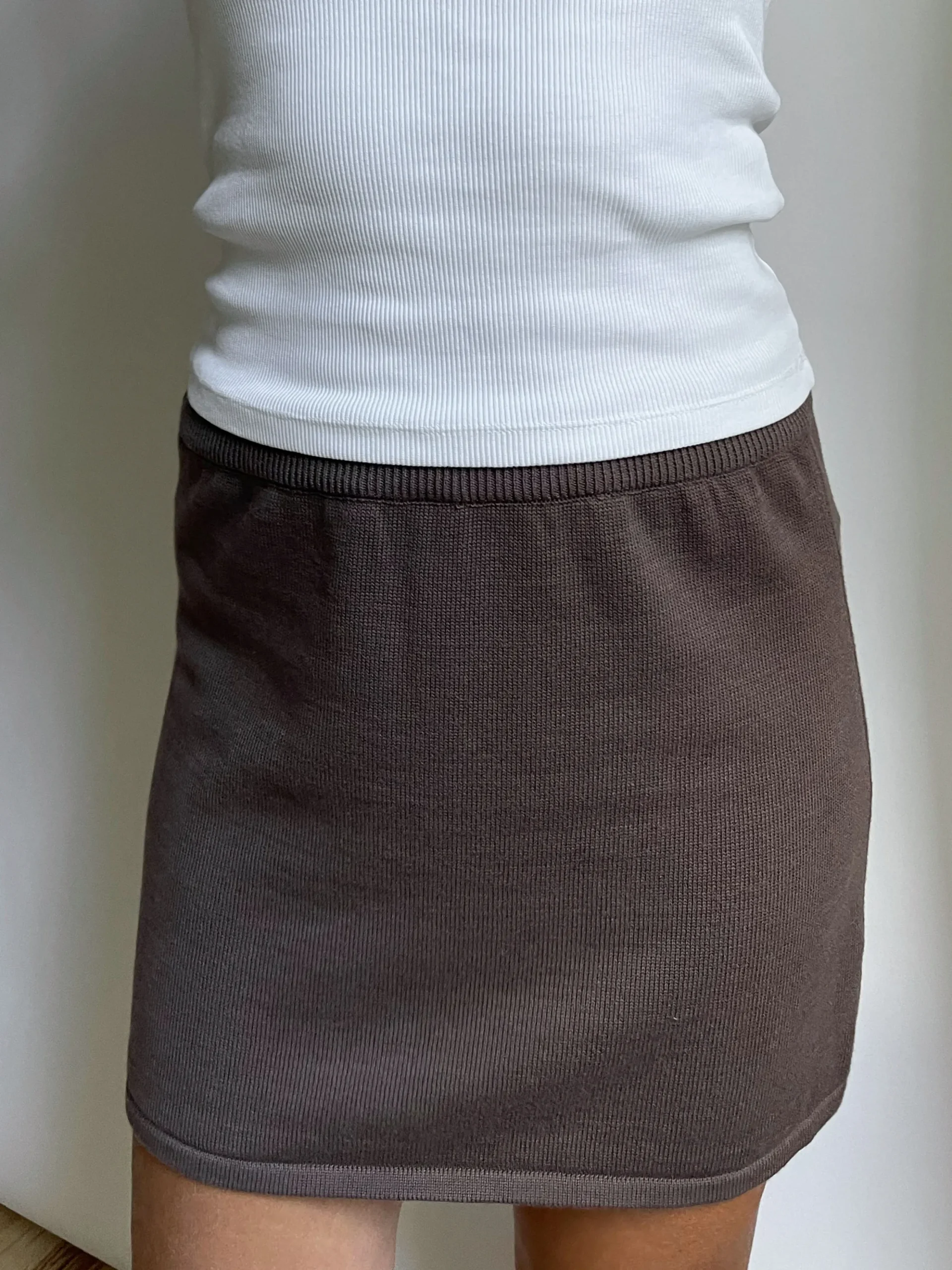 New Djerf Avenue Knitted Mini Skirt Cocoa