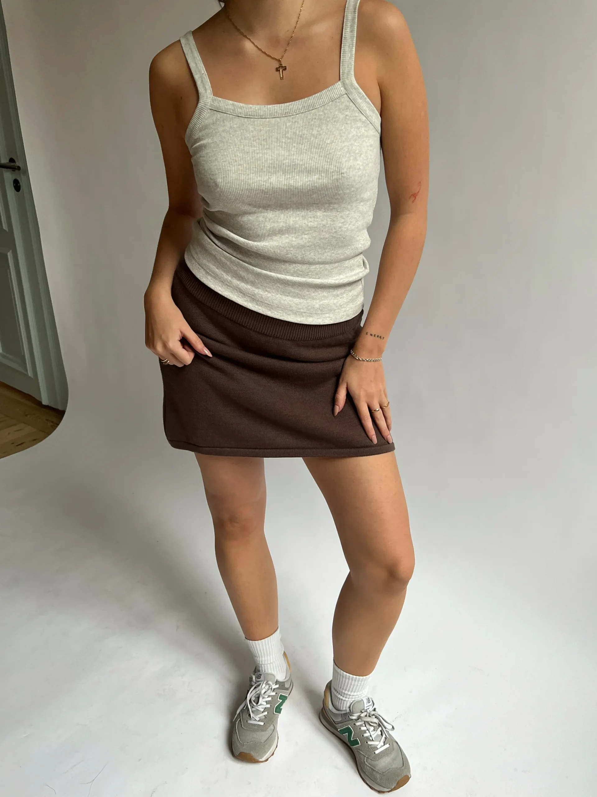 New Djerf Avenue Knitted Mini Skirt Cocoa