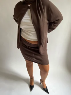 New Djerf Avenue Knitted Mini Skirt Cocoa