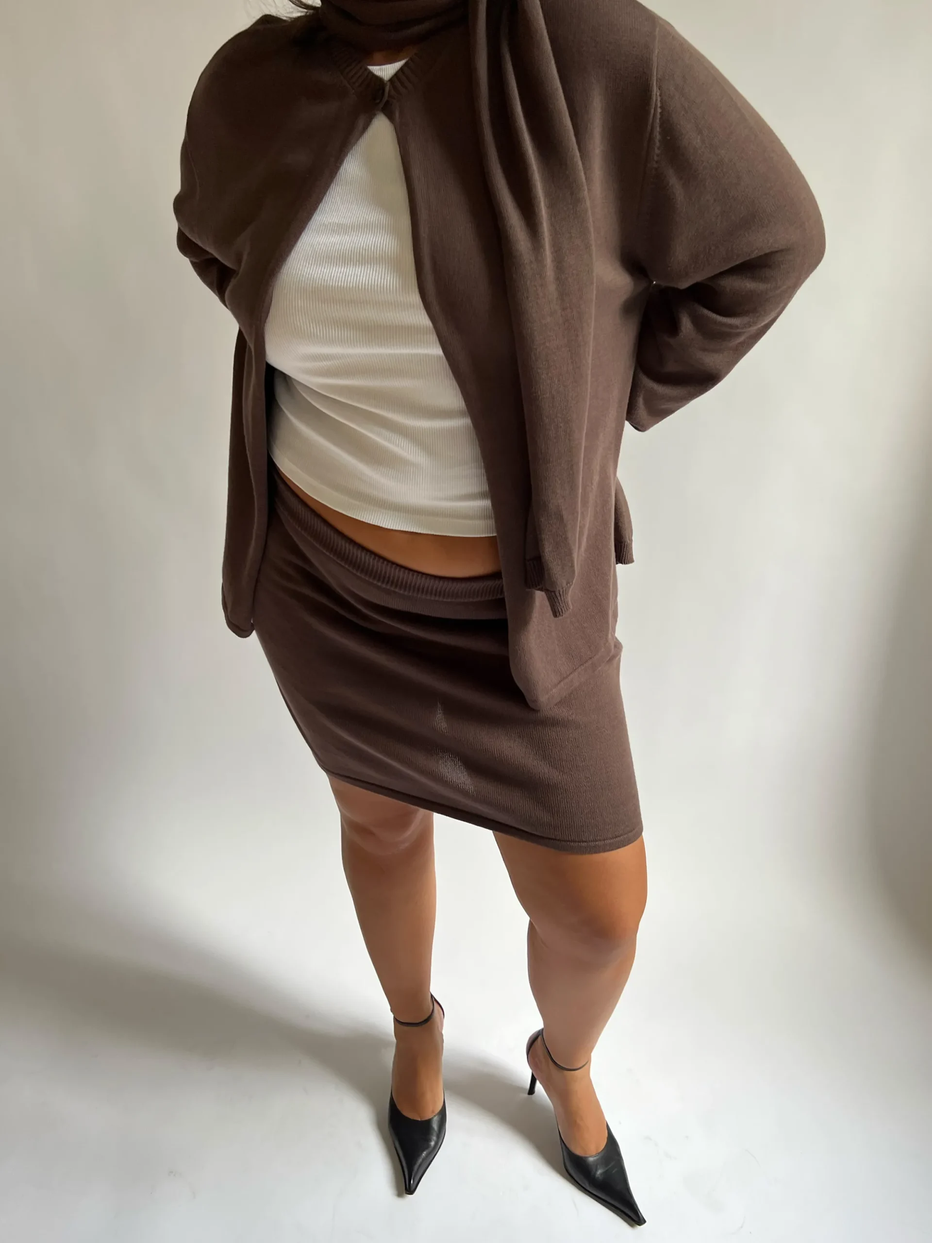 New Djerf Avenue Knitted Mini Skirt Cocoa