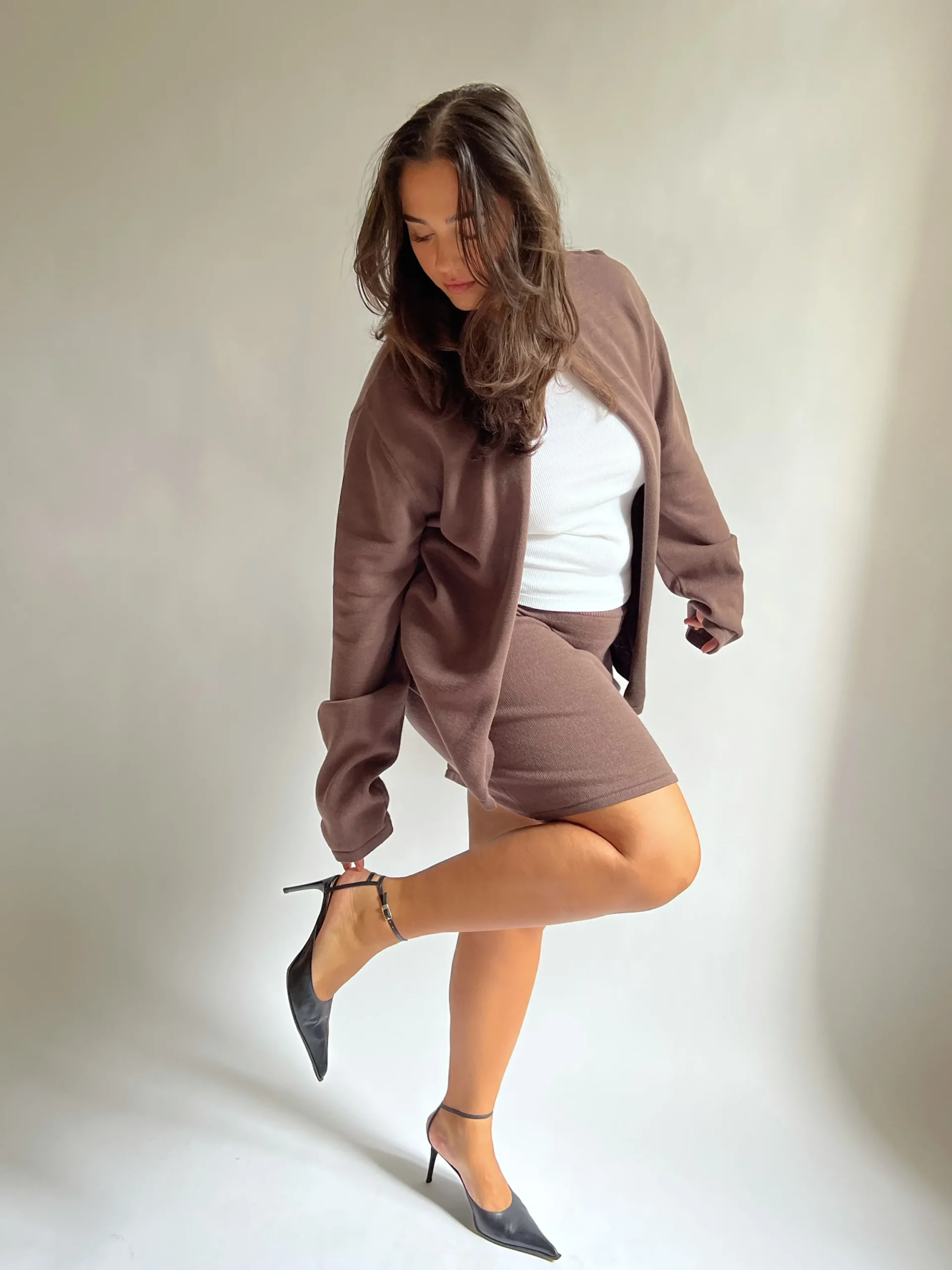 New Djerf Avenue Knitted Mini Skirt Cocoa